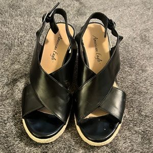Black American Eagle wedge sandals